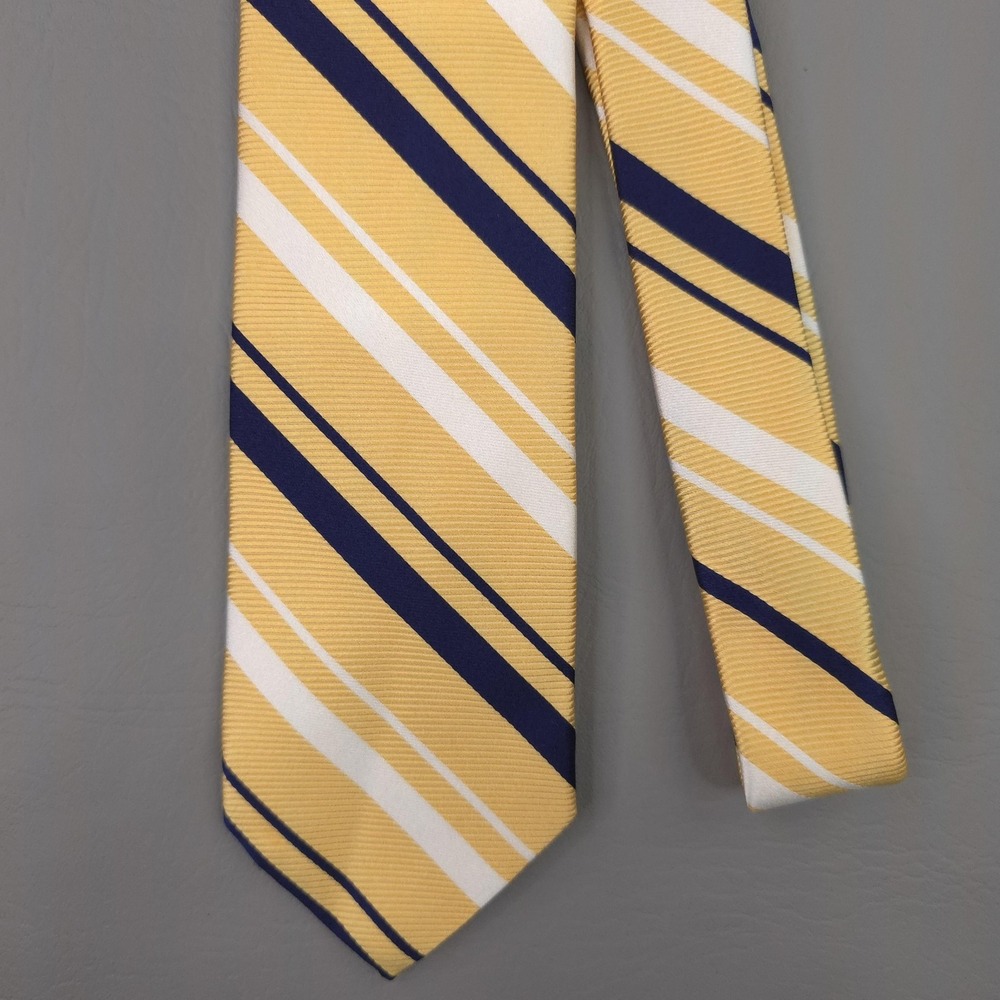 Brooks Brothers Tie Mens One Size Yellow Silk Repp Striped Makers USA Woven